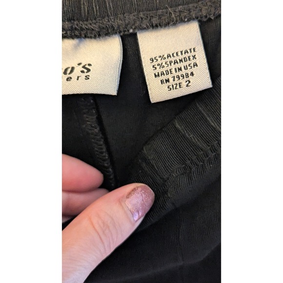 Chicos Travelers Black Acetate Spandex Pants LG  Elastic Waist Straight Leg - Picture 4 of 7